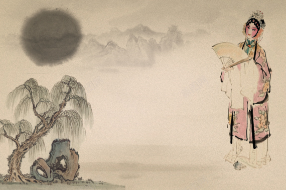 中国风戏剧院传统文化海报背景素材背景