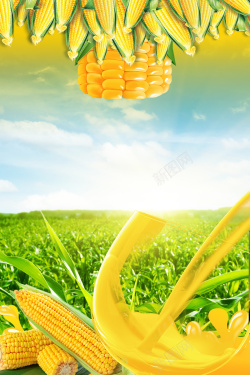 恋上玉米汁玉米田玉米汁冷热饮甜品店海报背景素材高清图片