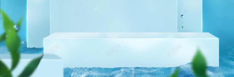 海洋冰泉叶子背景jpg设计背景_新图网 https://ixintu.com 冰泉 叶子 海洋 立体 蓝色 背景 海报banner