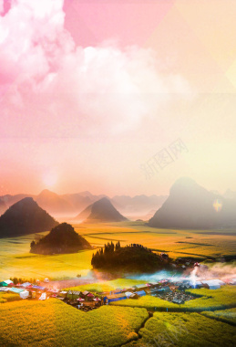 唯美浪漫桂林山水美景旅游海报背景素材背景