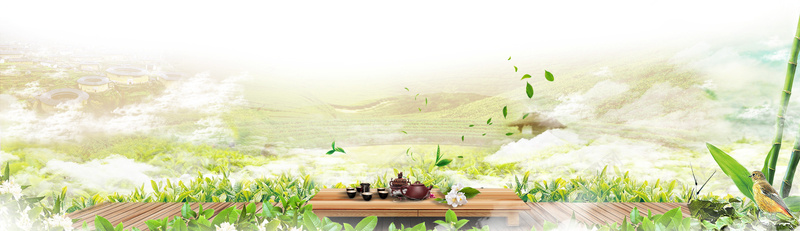 茶叶背景psd设计背景_新图网 https://ixintu.com 海报banner 茶具 茶叶 茶园 落叶 茶文化 大气