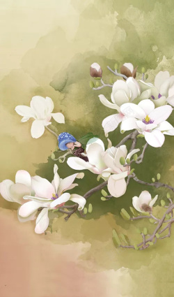 卡通茉莉花丛林的花朵海报设计高清图片
