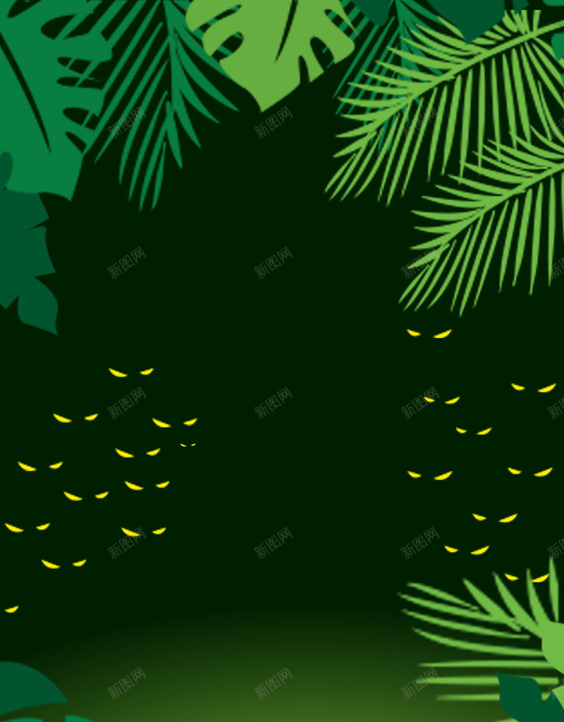 绿色丛林手绘矢量背景图psd设计背景_新图网 https://ixintu.com 绿色 叶子 丛林 手绘 眼睛 矢量 H5 背景图