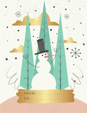 美式2017圣诞新年手绘雪人圣诞树信背景背景
