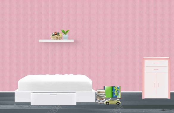 粉色儿童房居家海报背景模板背景