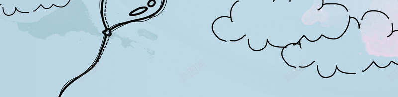 线描浪漫海报背景psd设计背景_新图网 https://ixintu.com 气球 手绘 云朵 卡通 童趣 线描浪漫海报背景