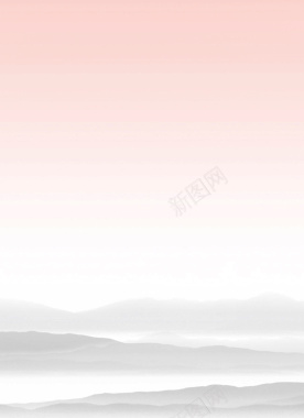 浪漫粉色中国风山水展板背景背景