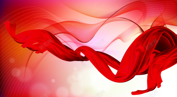 红色绸带梦幻背景素材背景