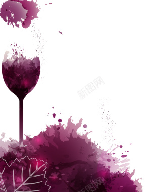紫色水墨酒杯海报背景素材背景