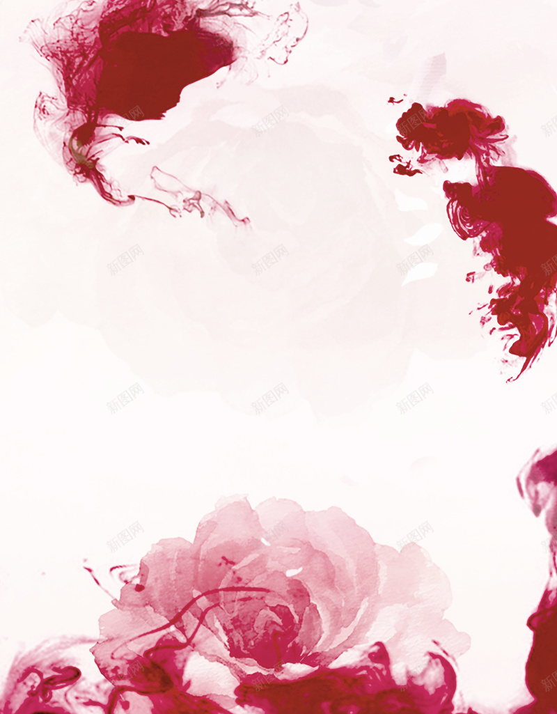 美容平面设计海报背景素材psd设计背景_新图网 https://ixintu.com 海报素材 水墨 红色 美容 花朵 渲染 白色 浪漫 梦幻