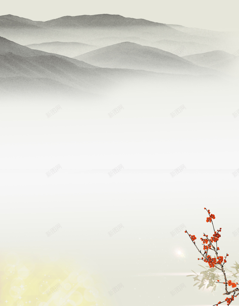 中国风水墨高山灰白色背景素材psd设计背景_新图网 https://ixintu.com 中国风 灰白色 大气 水墨 高山 花 鲜花 背景 美丽 画作 艺术