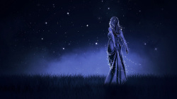 浪漫故事夜空下的小女孩唯美背景高清图片