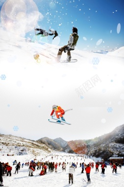 清新冬季滑雪运动背景