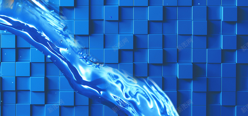 3D蓝色方块质感水纹海报背景jpg设计背景_新图网 https://ixintu.com 底纹 方块 水花 蓝色 质感 海报背景 背景 背景素材 水
