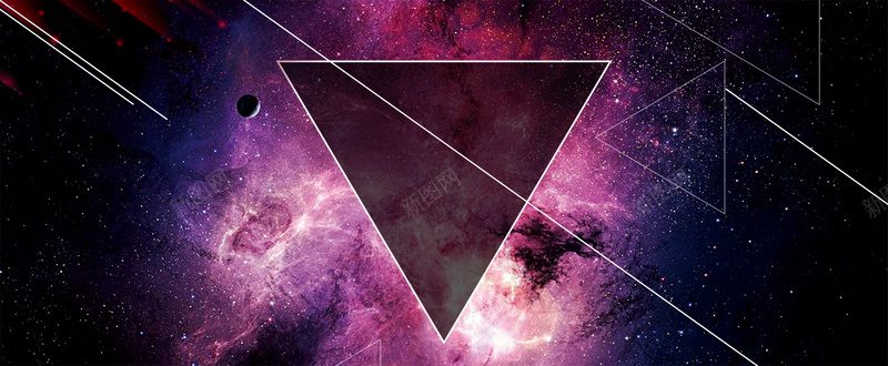 科技几何三角梦幻紫色banner背景
