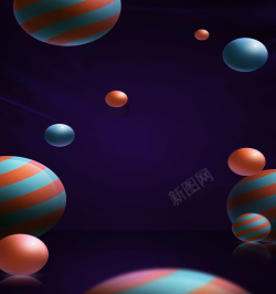 详情背景漂浮素材梦幻蓝彩球背景图高清图片