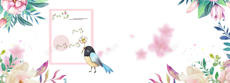 春季上新几何花朵梦幻粉bannerpsd设计背景_新图网 https://ixintu.com 春季上新 促销 上新 电商 淘宝 京东 几何 拼接 素材 广告 设计 背景 春天 花朵 绿叶 鸟