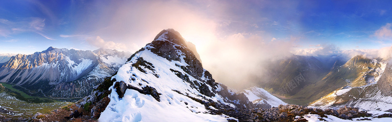 雪山夕阳海报背景背景