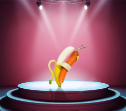 正在跳舞的鸡跳舞的水果创意海报背景素材高清图片