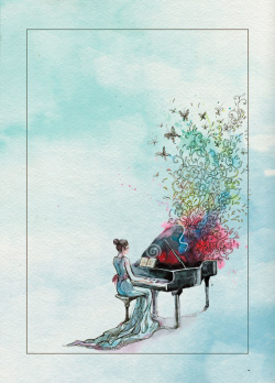 钢琴班招生水彩风钢琴班招生海报背景psd高清图片