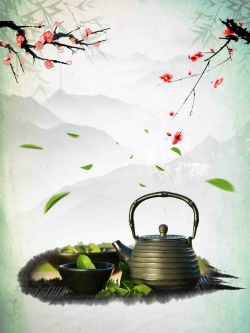 茶具宣传清风茶语茶馆宣传海报背景模板高清图片