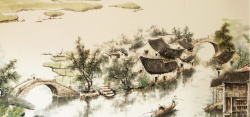 古建筑唯美水墨风景唯美中国风背景高清图片