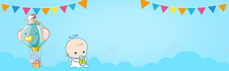 母婴产品童趣蓝色banner背景背景