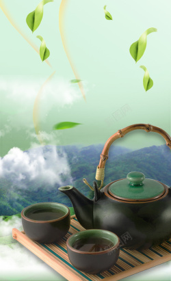 早春新茶意境品茶早春新茶广告海报背景素材高清图片