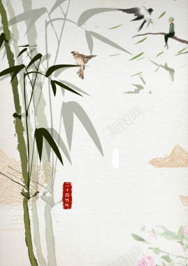 中式淡雅水墨古画二十四节气惊蛰背景素材背景
