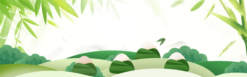 端午节粽享端午简约卡通banner背景