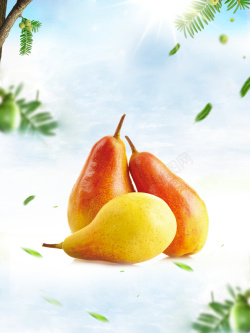 梨叶子水果广告背景素材高清图片