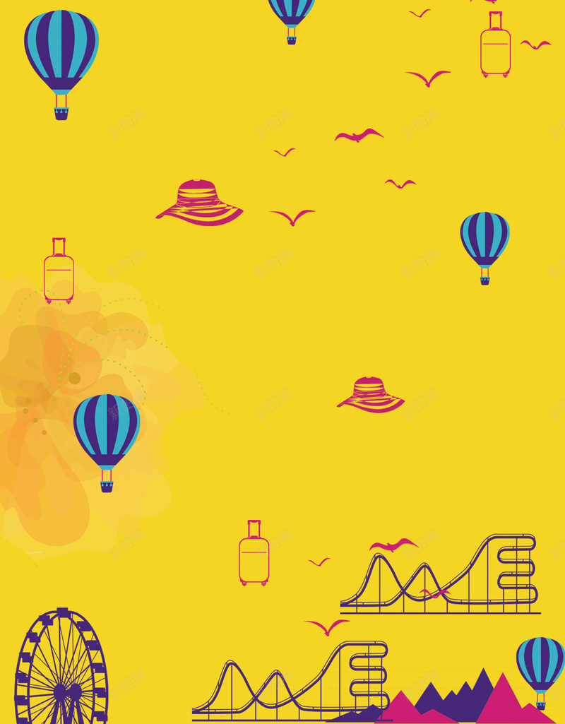 迪士尼游乐园背景素材psd设计背景_新图网 https://ixintu.com 迪士尼 海报设计 卡通 热气球 背景 宣传单 海报