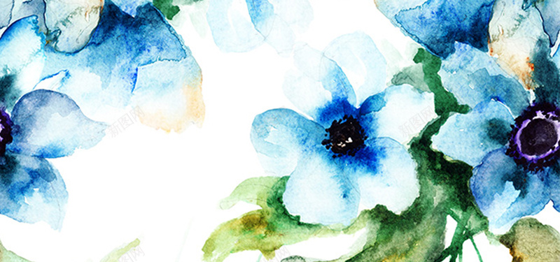 蓝色花朵简约纹理质感图jpg设计背景_新图网 https://ixintu.com 蓝色 清新 花朵 花卉 水墨 水彩 海报banner 质感 纹理