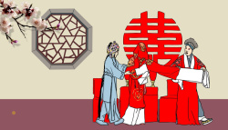 黑白图戏剧人物中国风古典戏剧婚礼背景素材高清图片