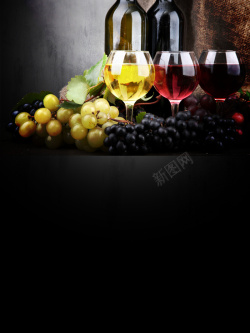 酒类促销黑色大气葡萄酒促销海报psd分层背景高清图片