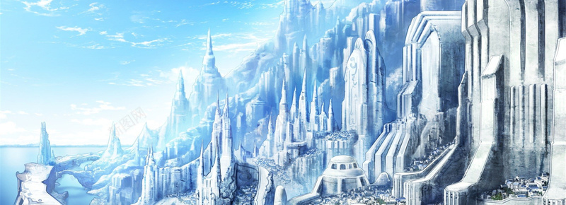 城堡背景jpg设计背景_新图网 https://ixintu.com 海报banner 冰雪 城堡 浪漫 蓝色 梦幻