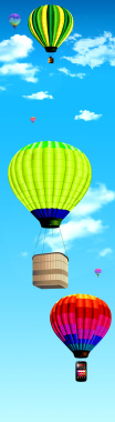 彩色热气球展板背景素材背景