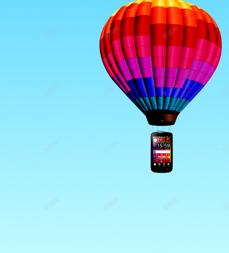 彩色热气球展板背景素材psd设计背景_新图网 https://ixintu.com 天空 展板 白云 背景 蓝色 气球 彩色 X展架 热气球背景 展板素材