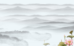福袋素灰色水墨画中国风莲花背景高清图片