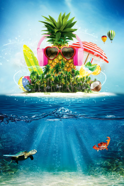 菠萝船海岛旅游海边旅行记海报高清图片