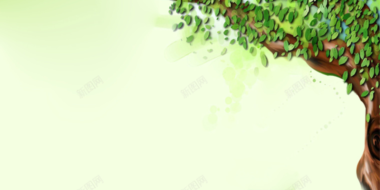 简洁绿色大树背景素材背景
