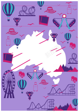 卡通浅紫色海报背景素材背景