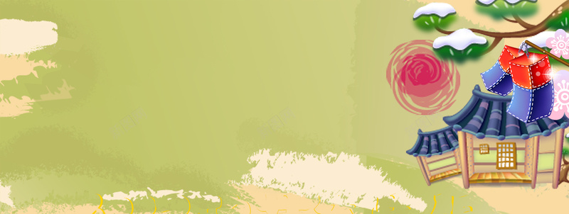 卡通创意背景psd设计背景_新图网 https://ixintu.com 创意背景 卡通背景 清新背景 房子 树叶 海报banner 卡通 童趣 手绘