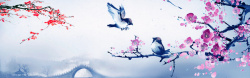 彩墨模板花鸟水墨中国风海报背景高清图片