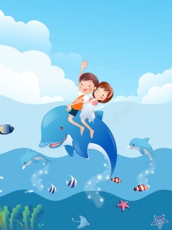 海豚表演海底世界背景素材高清图片
