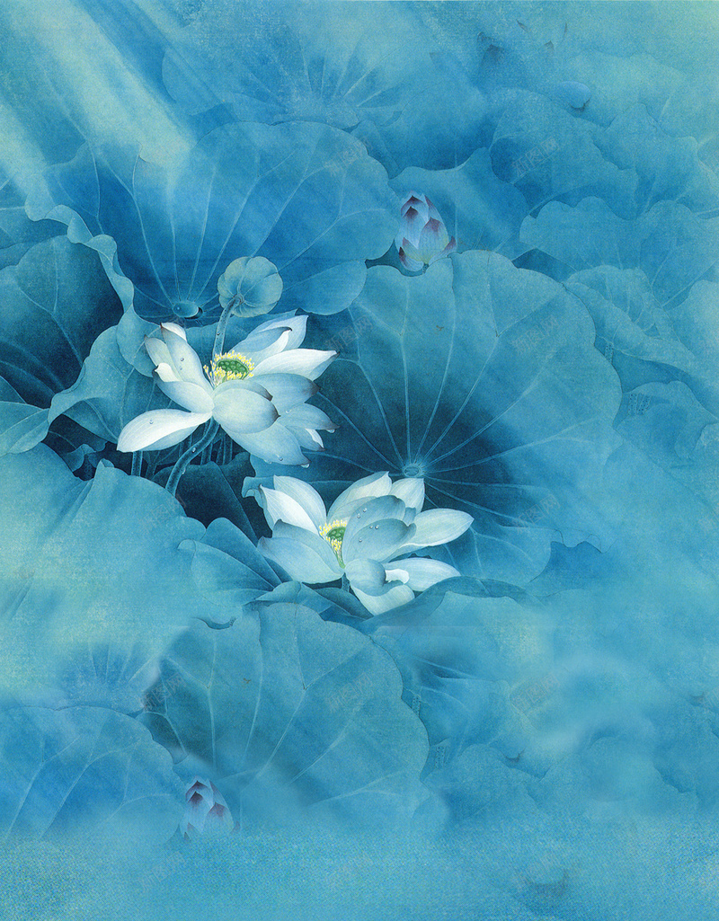 蓝色花卉H5背景jpg设计背景_新图网 https://ixintu.com 花卉 蓝色 水彩 中国风 H5背景 H5 h5