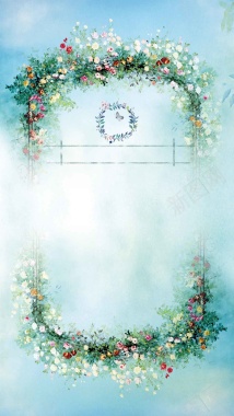 水彩蓝色童话婚礼迎宾牌H5背景素材背景