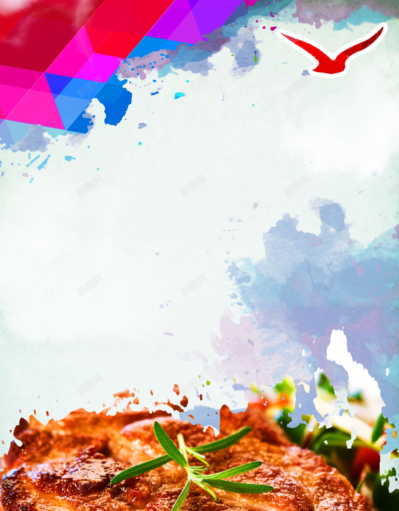 创意牛排美食海报背景模板psd设计背景_新图网 https://ixintu.com 几何 创意 海报 牛排 美食 水墨 简约 西餐 菜单 宣传页 封面