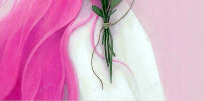 卡通女孩H5背景素材jpg设计背景_新图网 https://ixintu.com 粉红色 叶子 红色 绿色 花朵 女孩 卡通背景 卡通 童趣 手绘