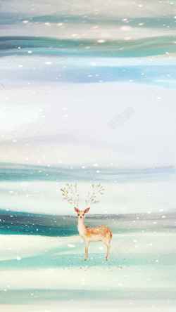 景色星星冬季新年梅花鹿风景H5背景高清图片